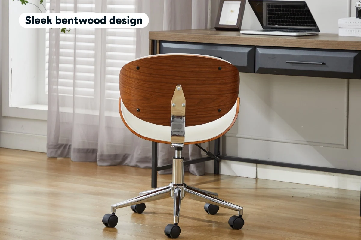 Ovela Bentwood Office Chair White Walnut Height Adjustable Swivel - Image 4