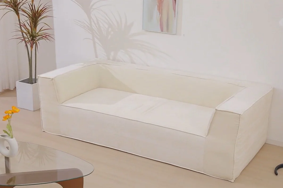 Ovela Softly 2 Seater Compressed Sofa Cream High Density Foam - Image 2