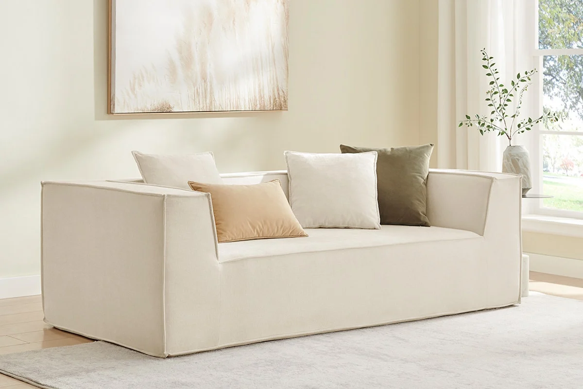 Ovela Softly 2 Seater Compressed Sofa Cream High Density Foam - Image 3