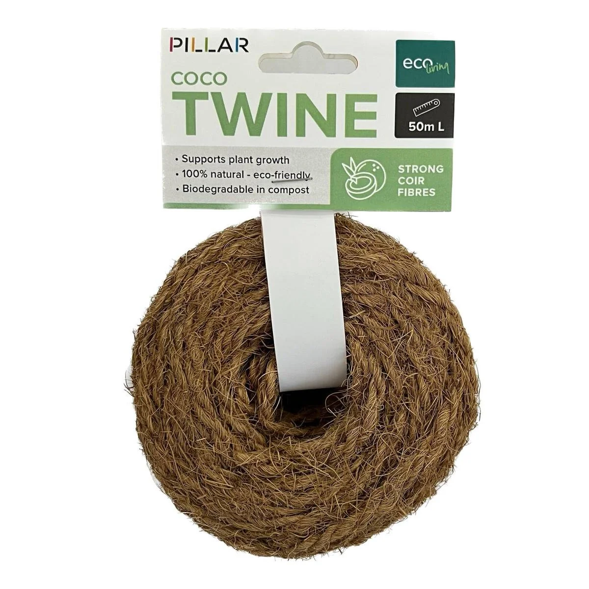 Pillar Natural Coir Twine Plant Tie - 50m - 3.5mm - Natural Coconut Fibre