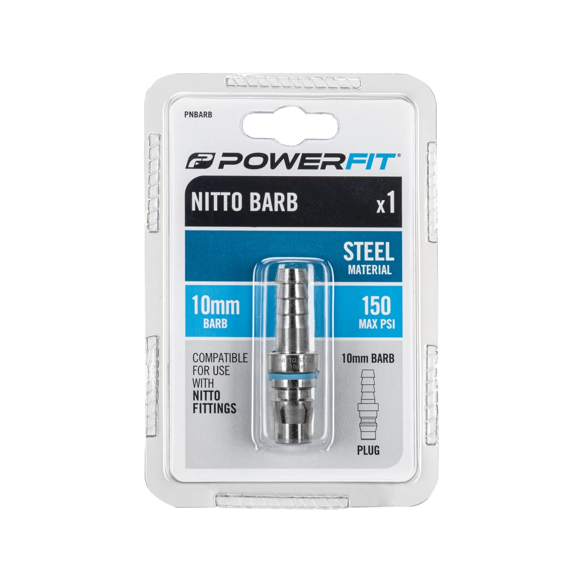 Powerfit Nitto Style Barbed Plug - 10mm - Steel - 150PSI - Image 2