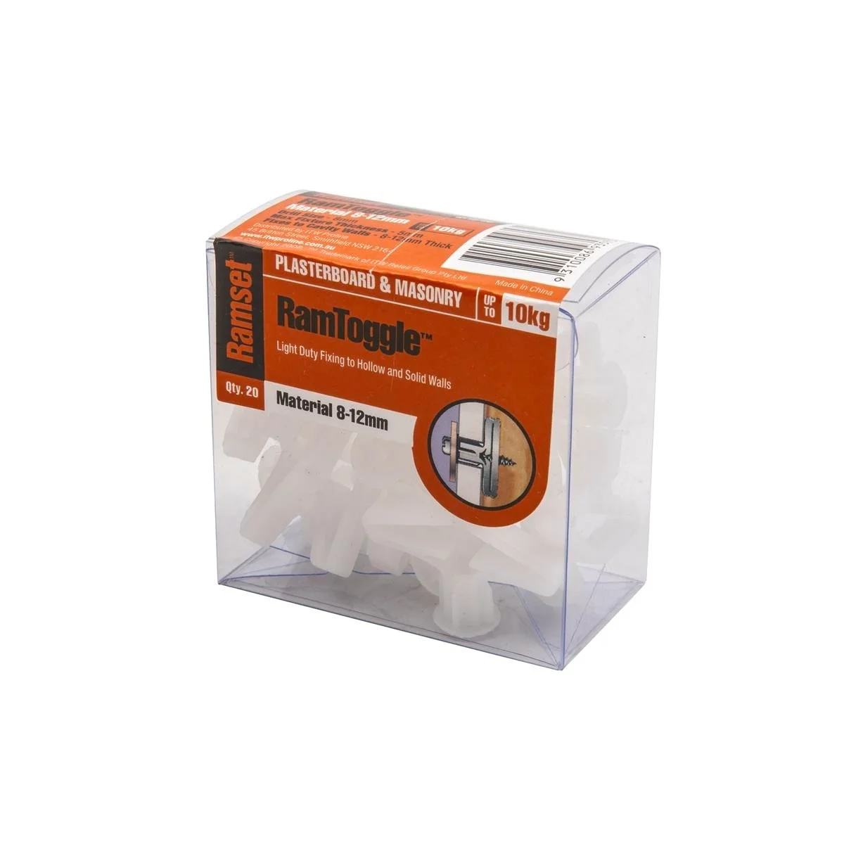 Ramset Ramtoggle 12mm Nylon Fasteners 20 Pack Flush Fixing