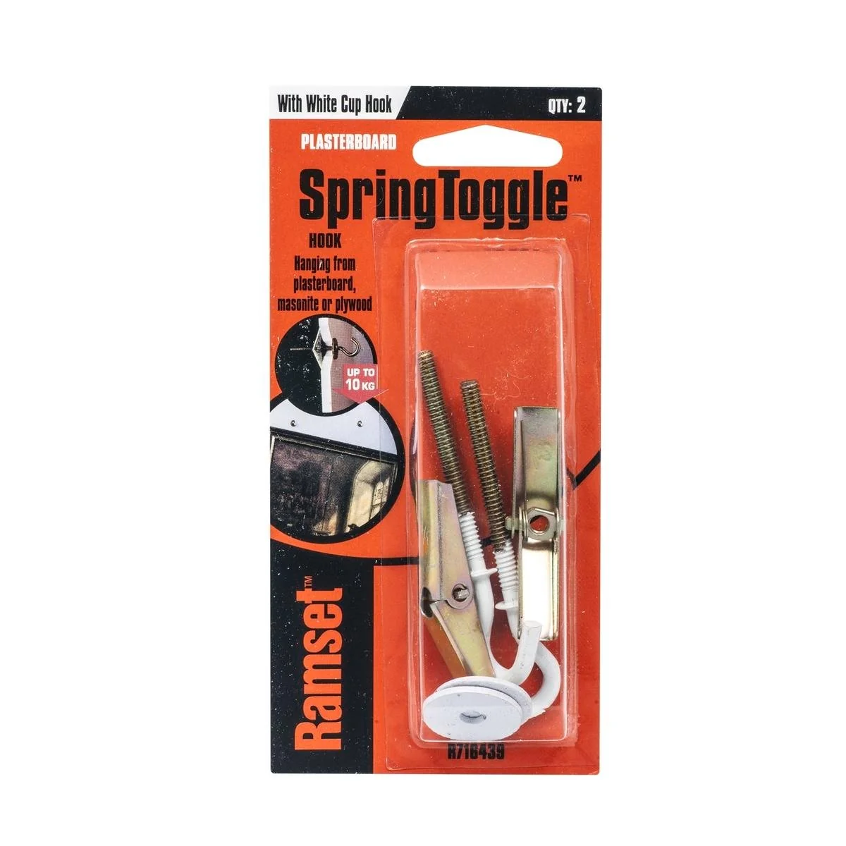 Ramset Spring Toggle - White Hook - 2 Pack - Metal - High Load Capacity