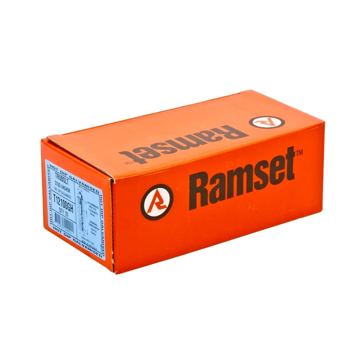 Ramset Trubolt M12 x 100mm Galvanised Hex Head Bolt 20 Pack