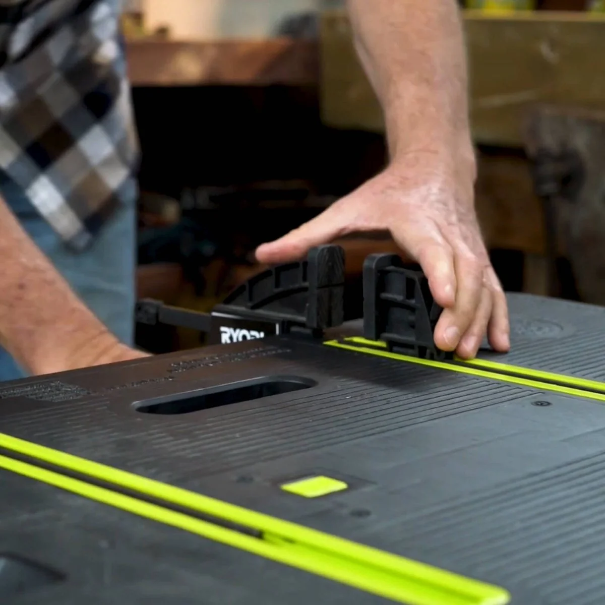 Ryobi Folding Table with Two Clamps - 850mm x 550mm x 755mm - Plastic - Image 3