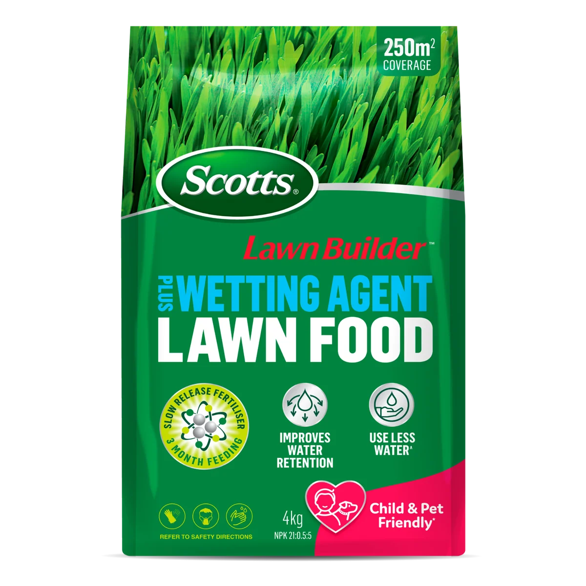 Scotts Lawn Builder - 4kg - Granular Fertiliser - Wetting Agent