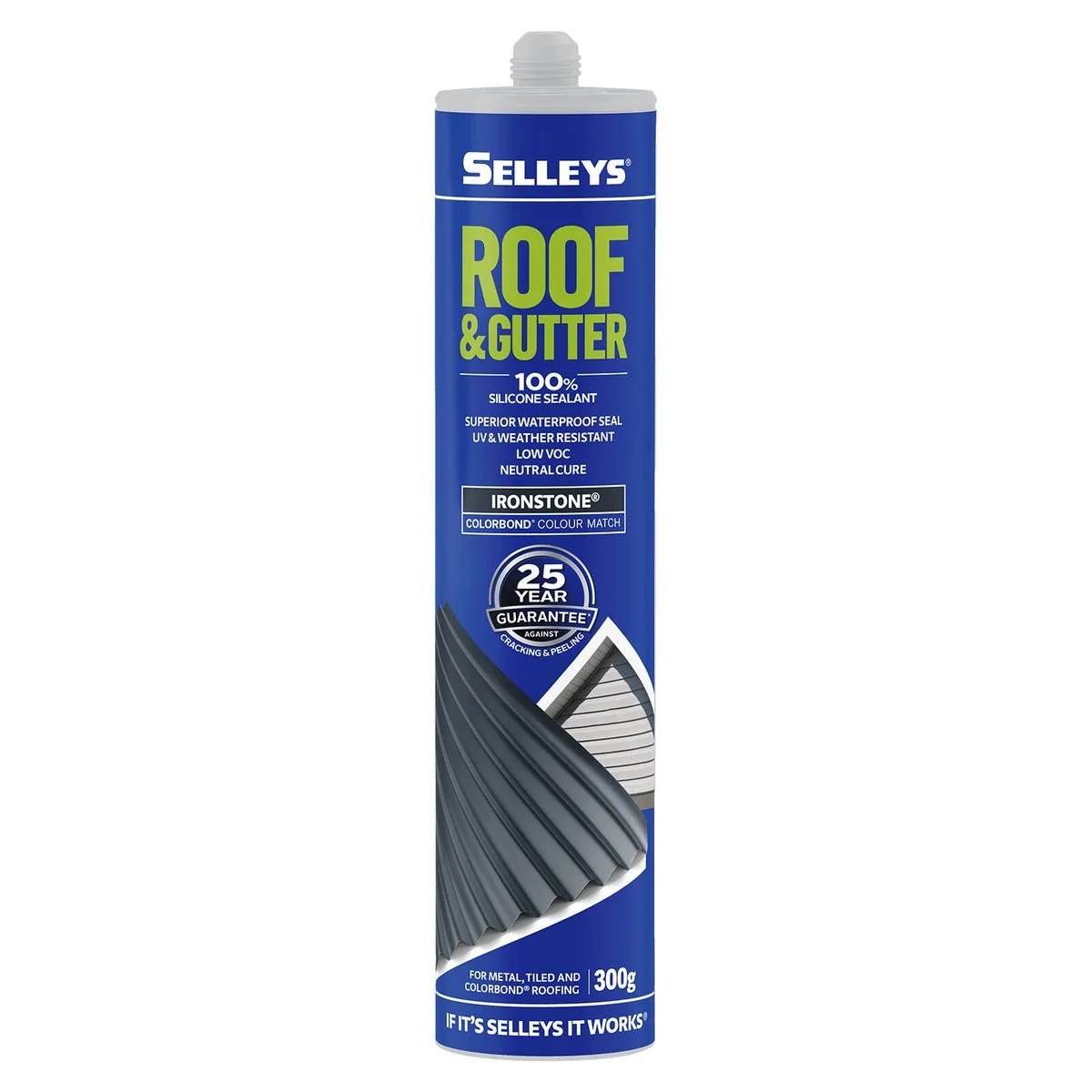 Selleys Roof and Gutter Silicone Sealant 300g Ironstone - Waterproof, UV Resistant