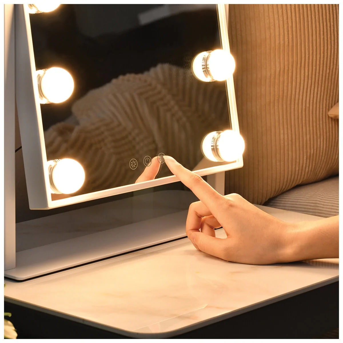 Sheffield Labs BROADWAY Vanity Mirror MR6012A LED Touch White Metal Glass - Image 5