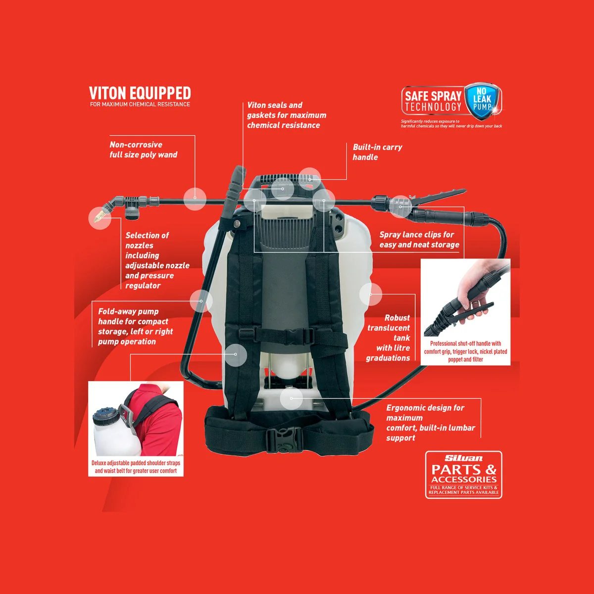 Silvan Backpack Sprayer - 15L - Viton - No Leak Design - Image 2