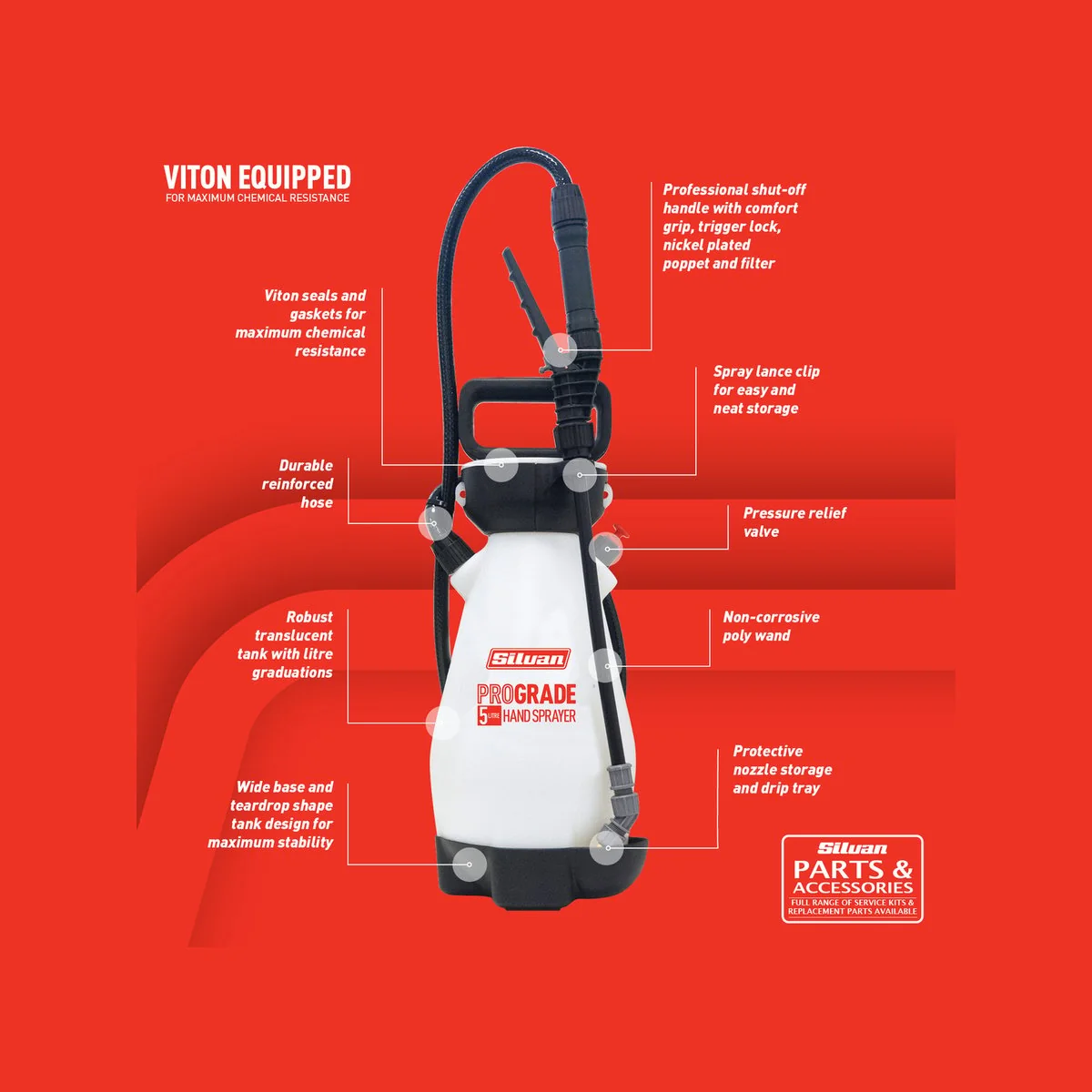 Silvan ProGrade Hand Sprayer - 5L - Viton - Chemical Resistant - Image 4