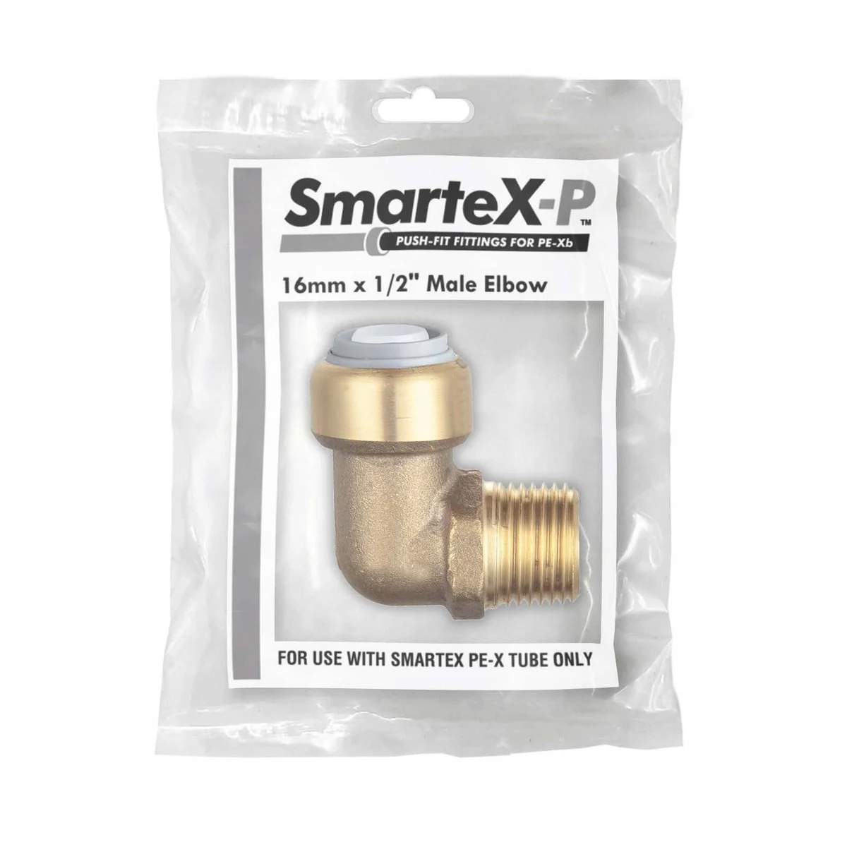 Smartex Pex Male Elbow Fitting - 16 x 15mm - Lead Free Brass - Push-Fit - Image 2