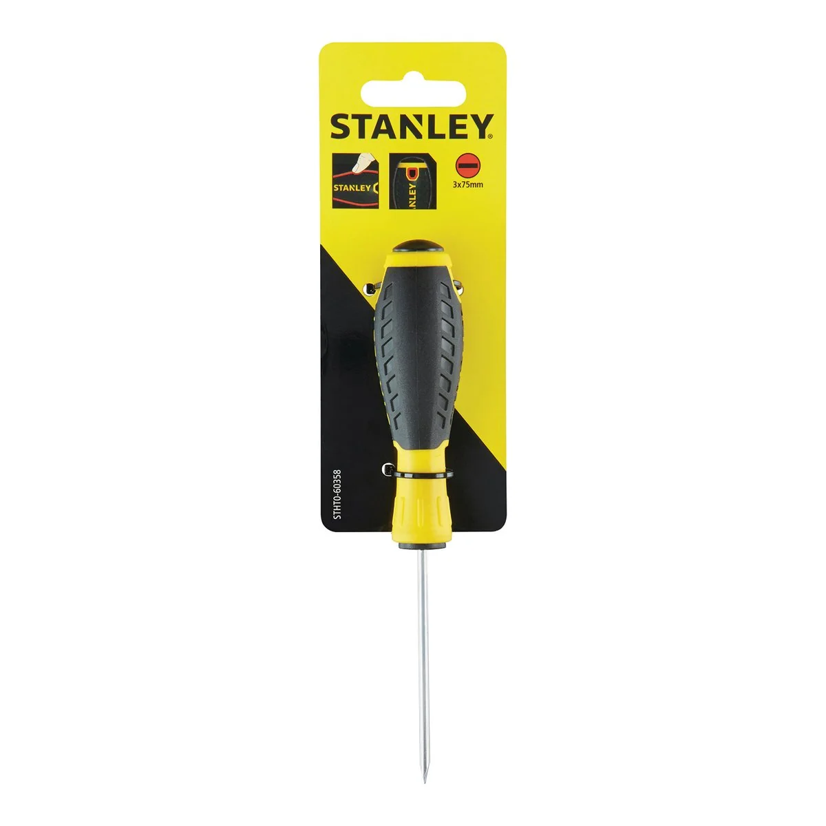 Stanley 3 x 75mm Standard Tip Screwdriver - Yellow - Ergonomic Design - Image 2