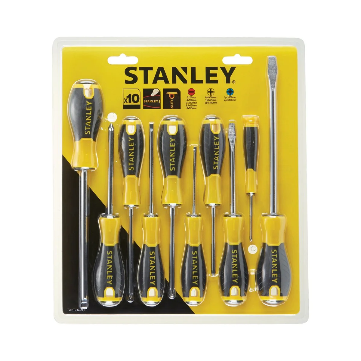 Stanley 10 Piece Essentials Screwdriver Set - 280mm x 37mm x 320mm - Yellow - Image 2