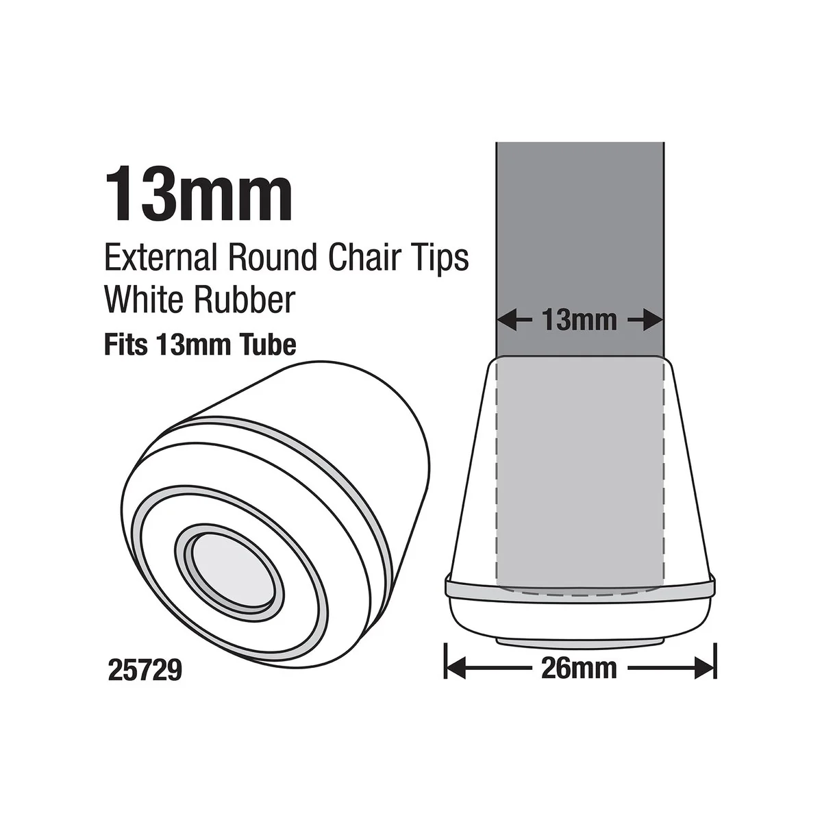 Surface Gard 13mm White Round Rubber Chair Tips 4 Pack - Image 2