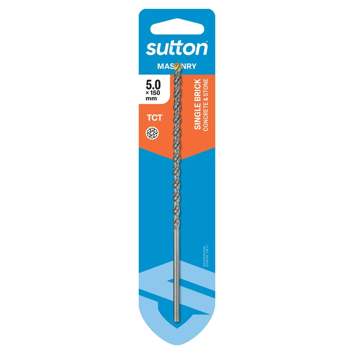 Sutton Tools Masonry Drill Bit - 5 x 150mm - Carbide Tip - Aggressive Drilling