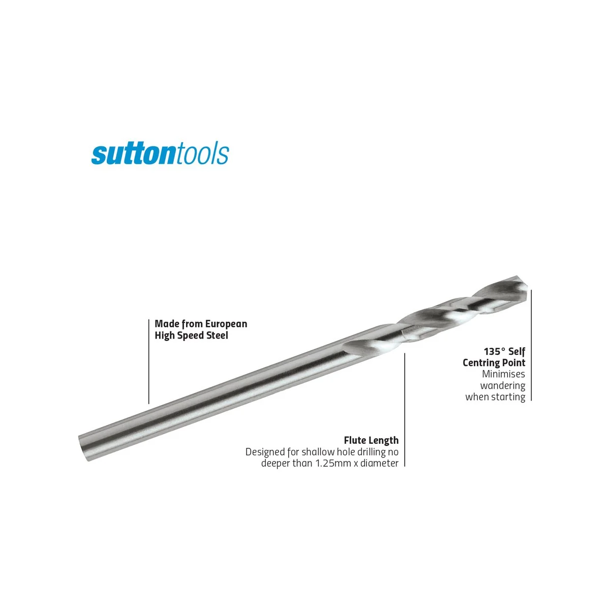 Sutton Tools Panel Drill Bit - 1/8" - Steel - Shallow Hole Drilling - Image 2