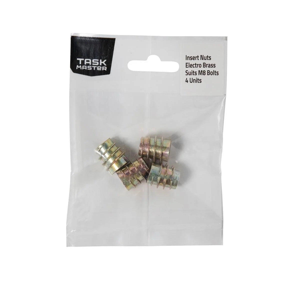 Taskmaster Brass Plated Curved Insert Nuts - M8 x 15mm - Pack of 10