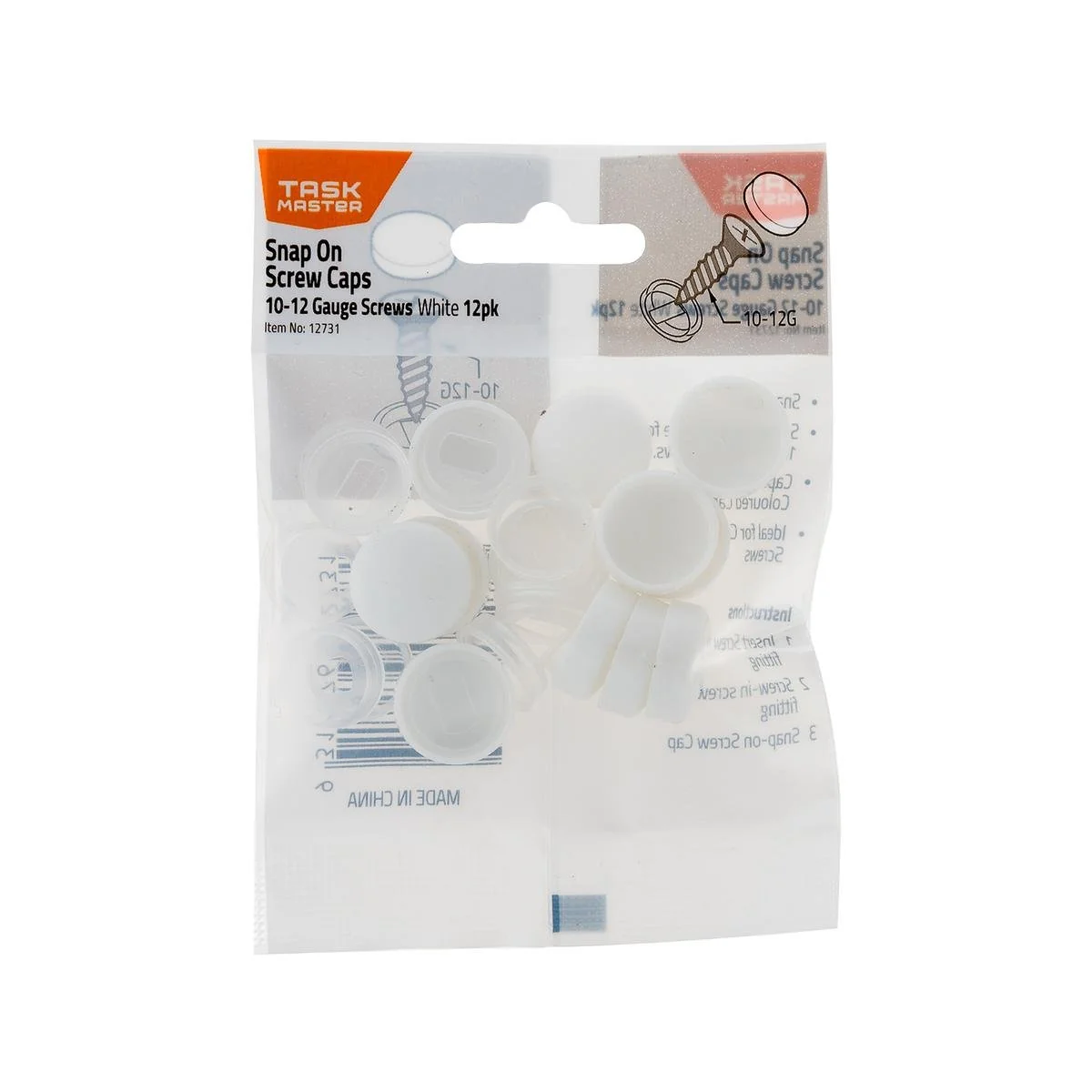 Taskmaster Screw Caps - 12 Pack - Plastic - Easy DIY Installation