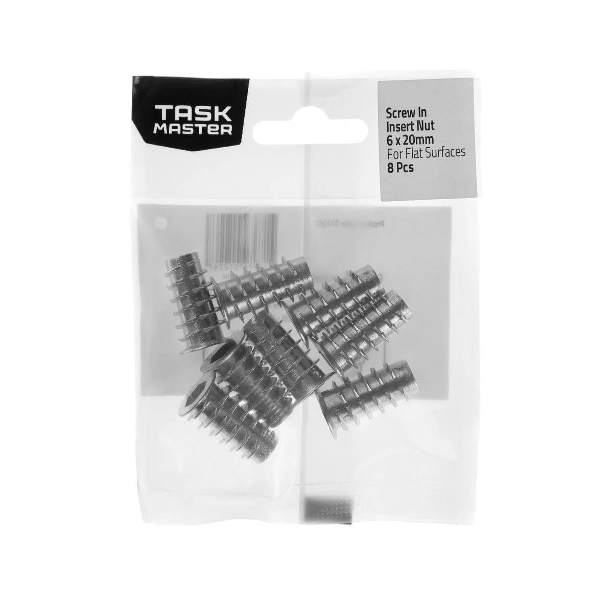 Taskmaster Screw-In Insert Nut - 6 x 20mm - Metal - Flat Surfaces