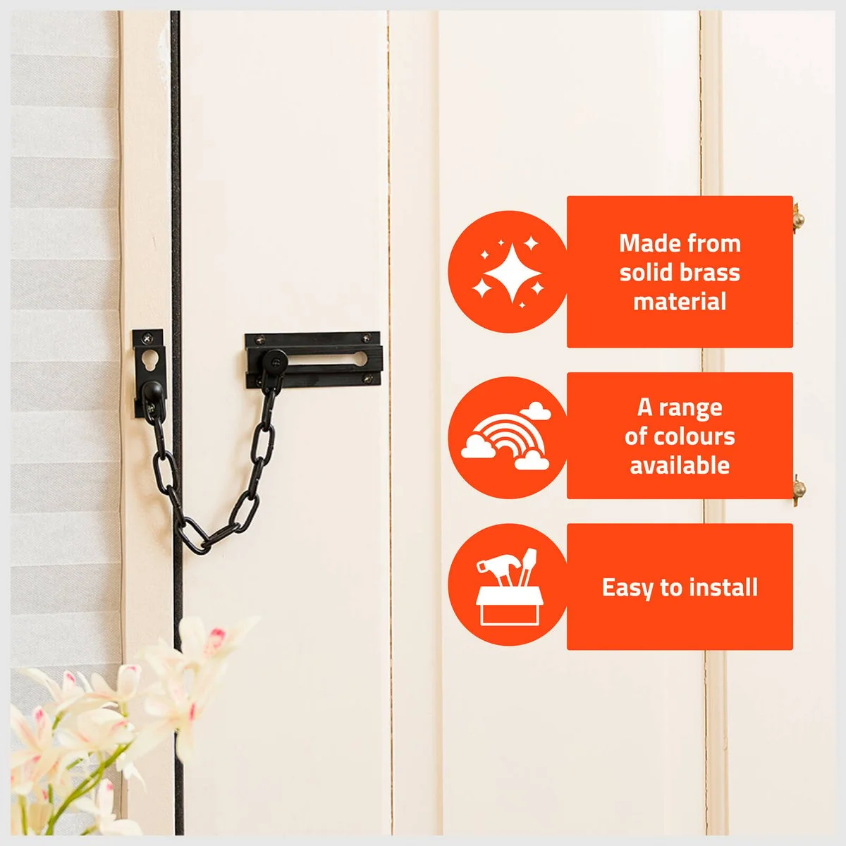 Taskmaster Security Door Chain - 32mm - Solid Brass - Matte Finish - Image 3