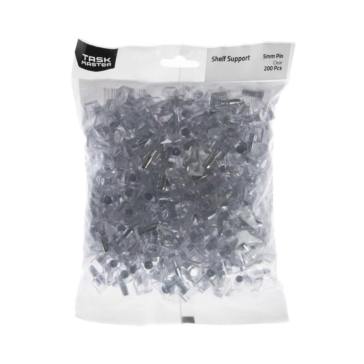 Taskmaster Shelf Support - 5mm Pin - Clear Plastic - Easy Install