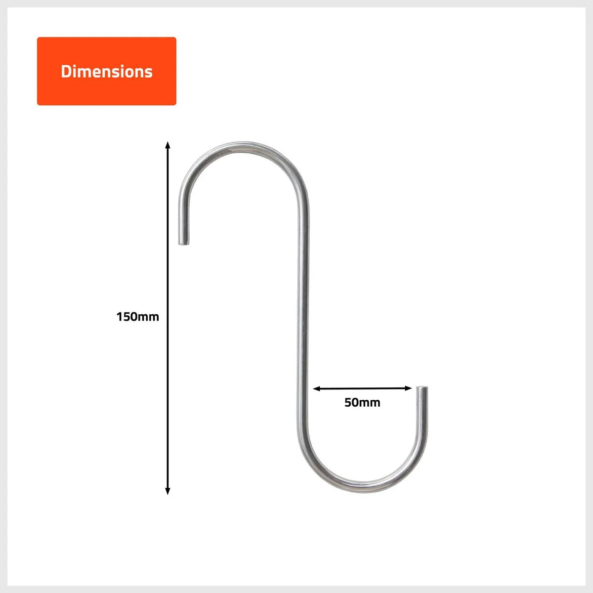 Taskmaster Steel S Hook 4 Pack - 150 x 50 x 5mm - Garage Storage - Image 2