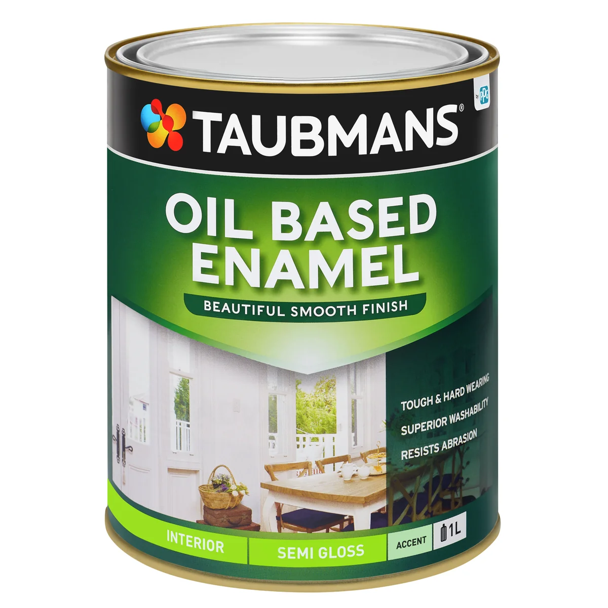 Taubmans 1L Accent Semi Gloss Oil Based Enamel - Durable Finish - 1L