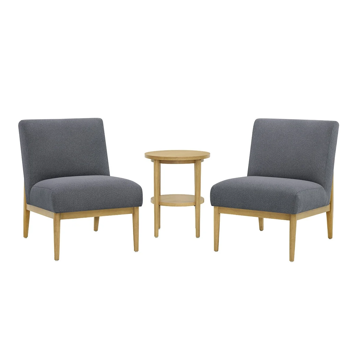 Thomasville 3 Piece Fabric Chair and Accent Table Set Durable Dark Grey - Image 14