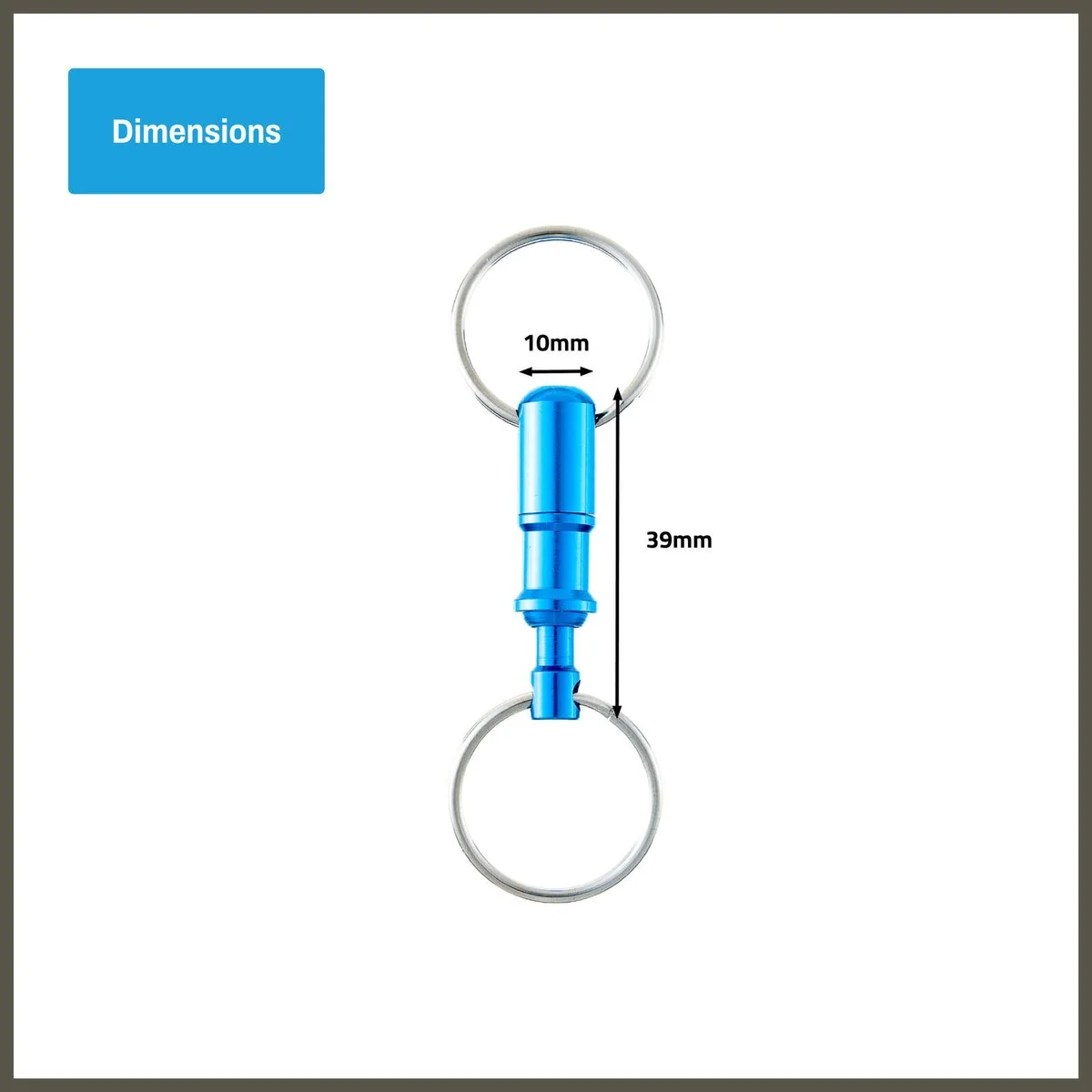 Titanium Aluminium Trigger Release Key Holder - 2 Steel Key Rings - 10mm x 39mm x 39mm - Image 3