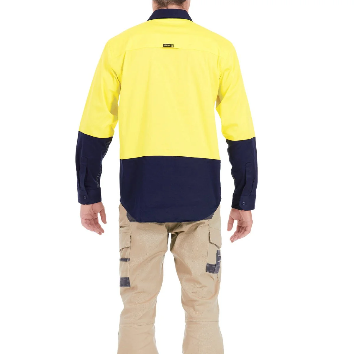 Tradie Core Hi Vis Yellow Long Sleeve Reflective Shirt - Large - Breathable Safety - Image 4
