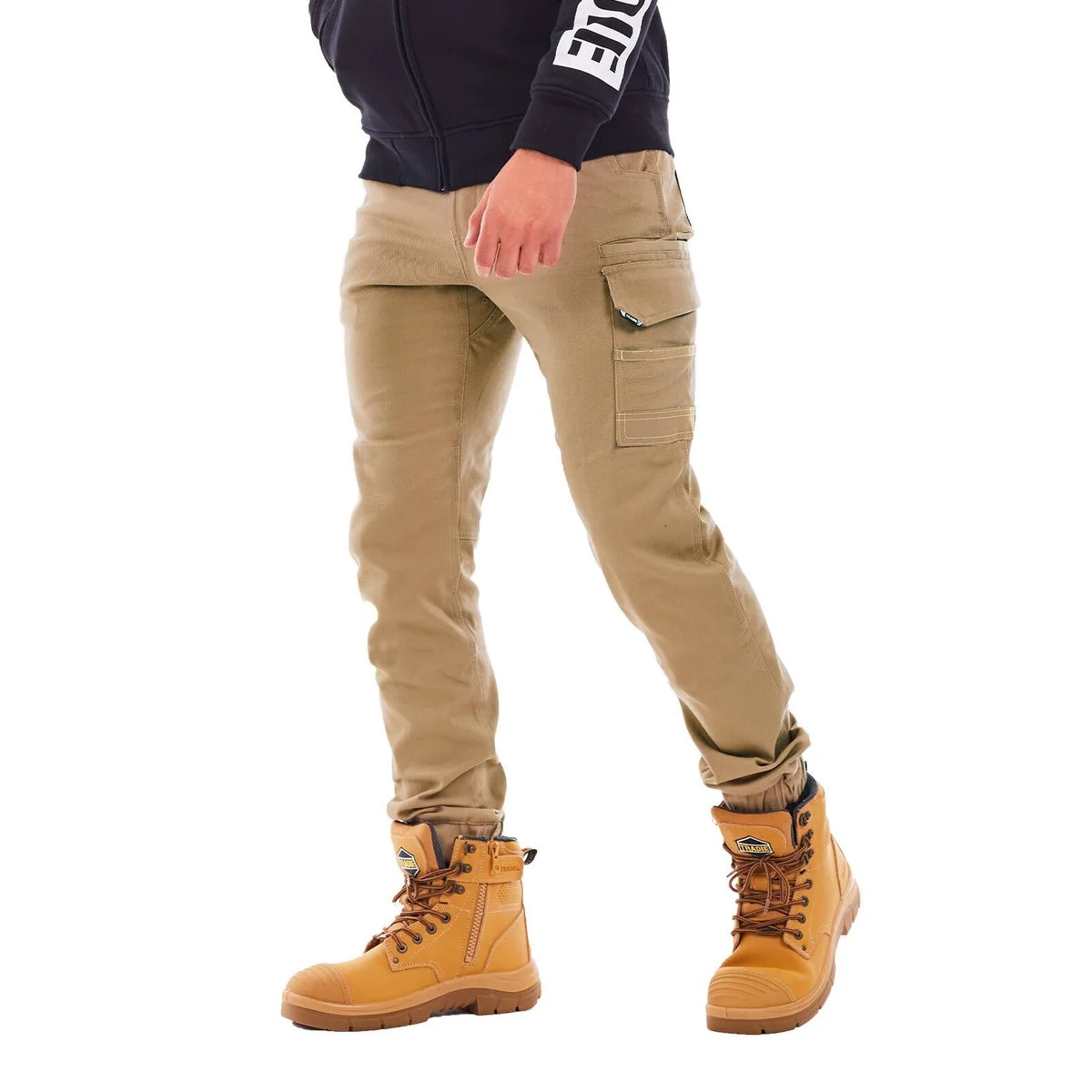 Tradie Core Khaki Skinny Cuffed Pant 77 - Flex Fabric - Cuffed Ankle Design - Image 3