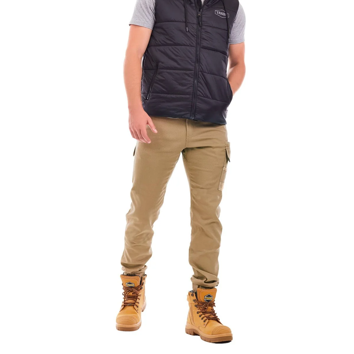 Tradie Core Khaki Skinny Cuffed Pant 77 - Flex Fabric - Cuffed Ankle Design - Image 5
