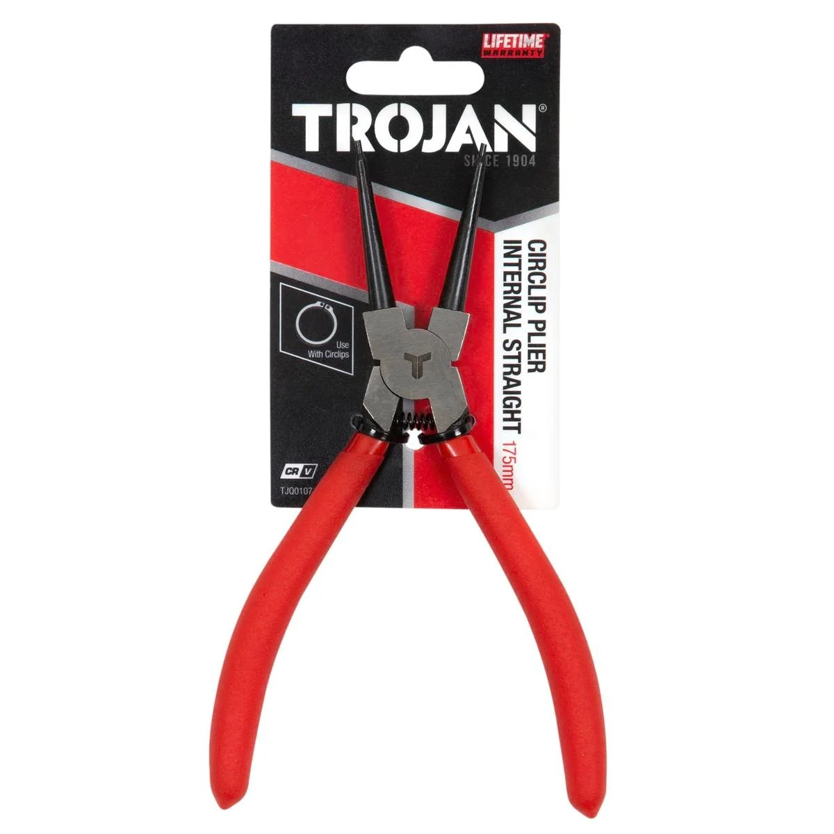 Trojan Circlip Internal Straight Tip Plier 175mm Red and Black