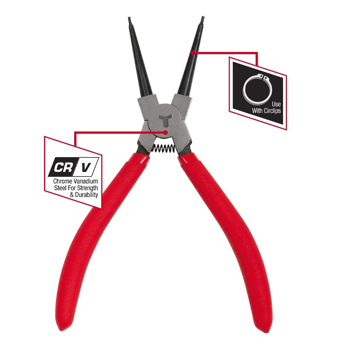 Trojan Circlip Internal Straight Tip Plier 175mm Red and Black - Image 3