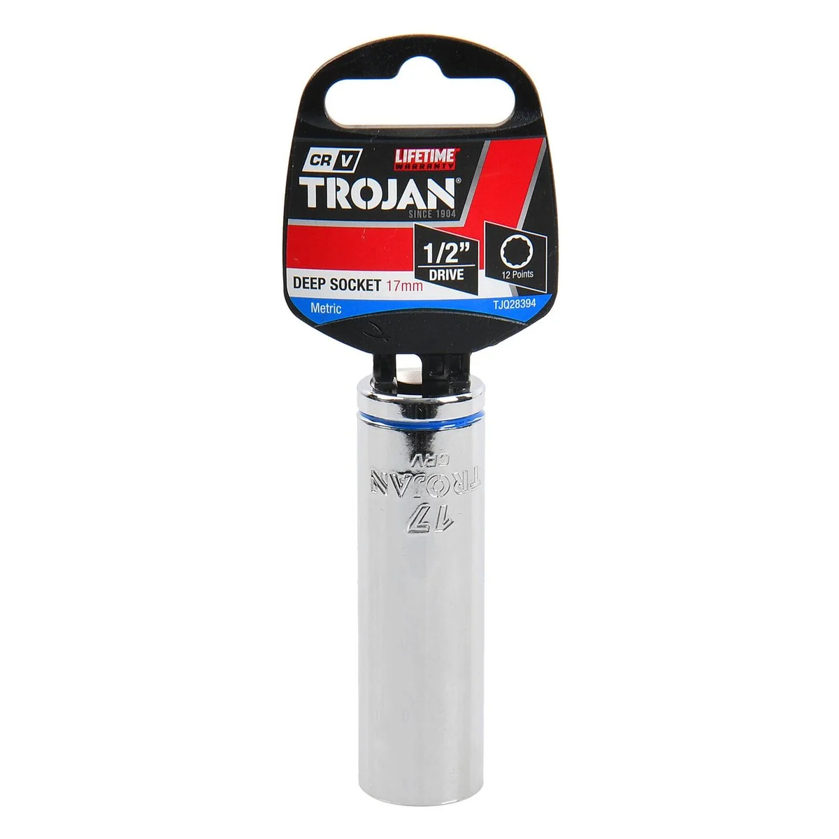 Trojan 17mm Deep Socket - 1/2" Drive - Chrome Vanadium - Durable - 12-Point - Image 2