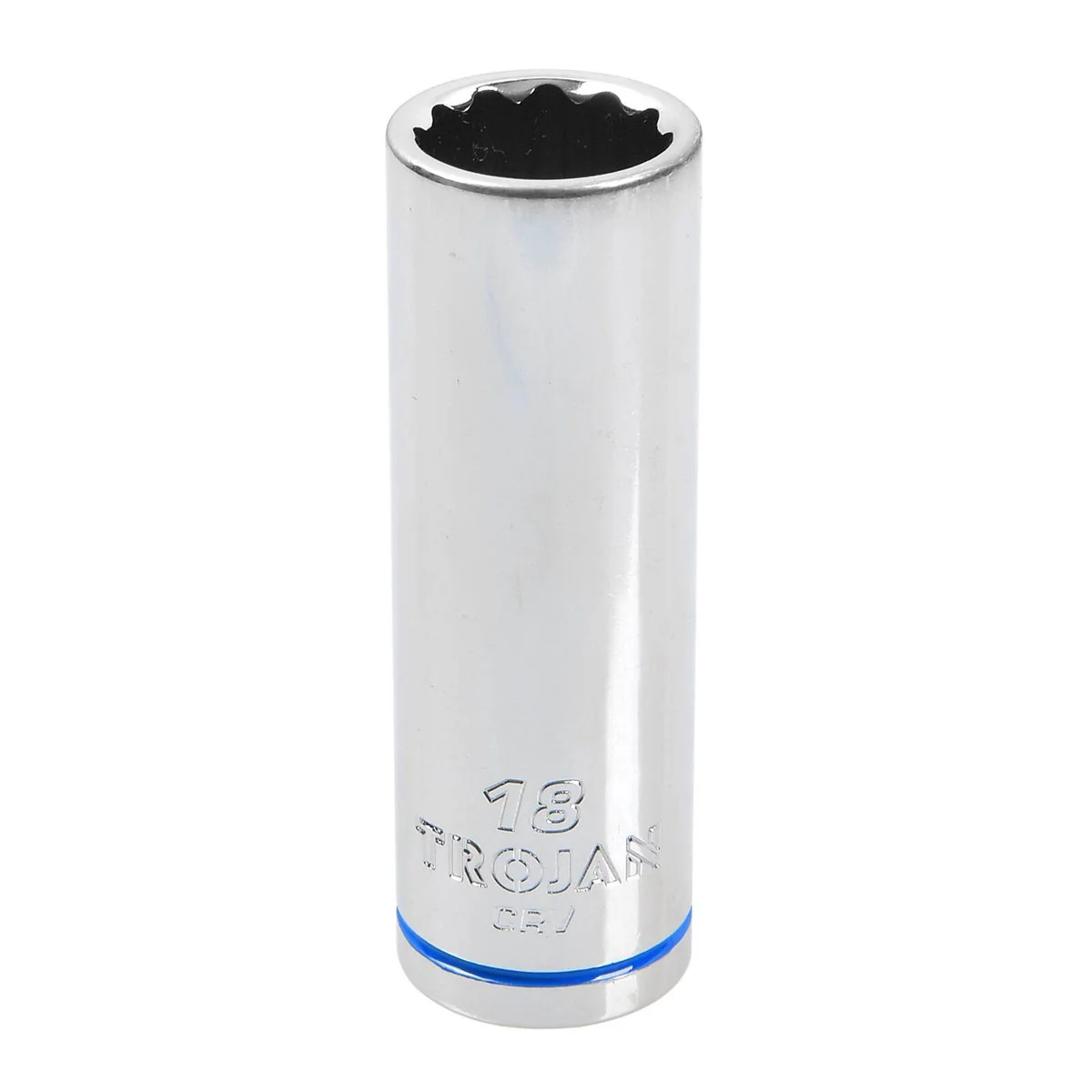 Trojan 18mm Deep Socket 1/2" Drive - Polished Chrome Vanadium - Durable