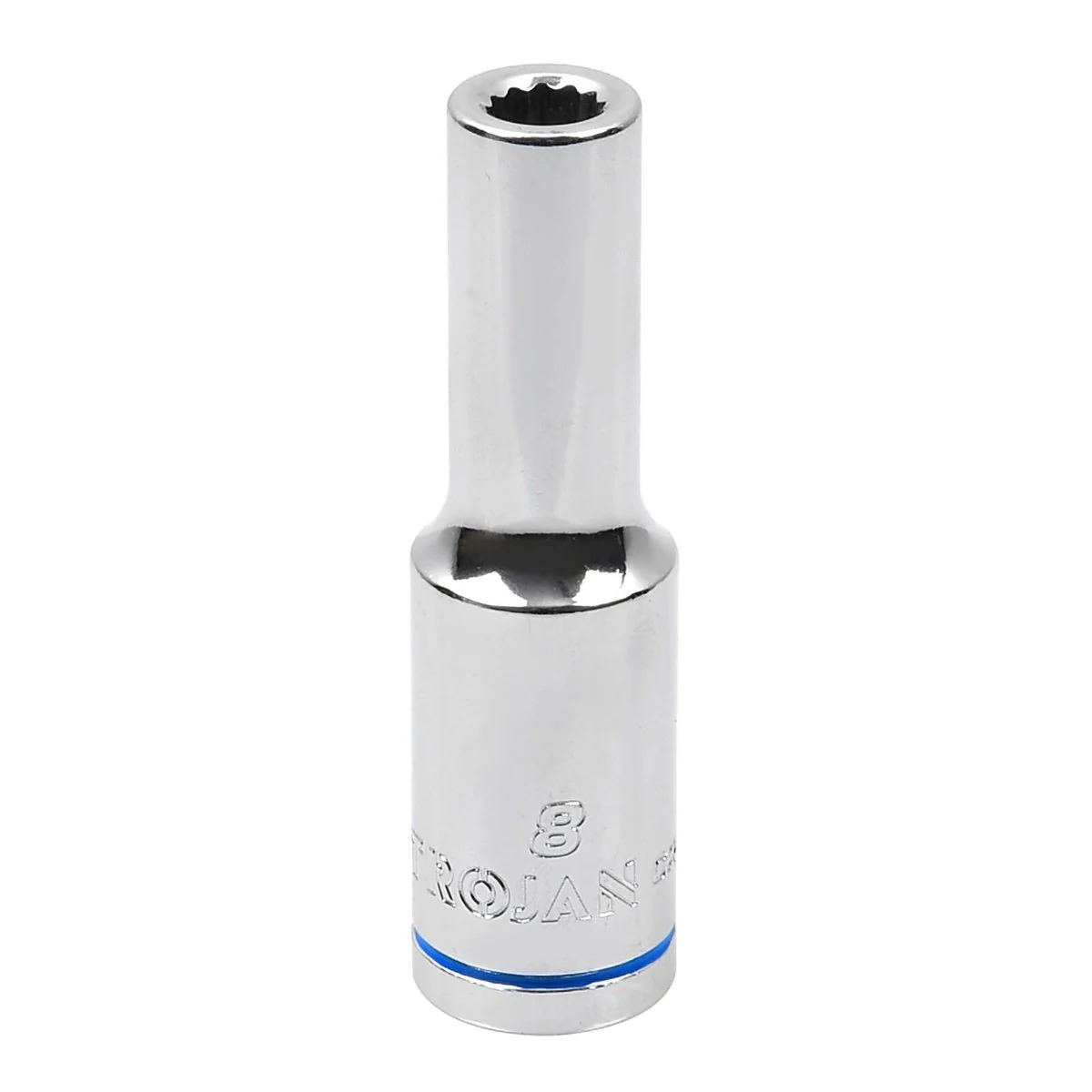 Trojan 8mm Deep Socket 1/2" Drive - Polished Chrome Vanadium - 12 Point
