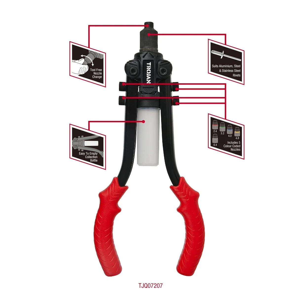 Trojan Rivet Gun - 13 Inch - Aluminium/Steel/Stainless Steel - DIY Use - Image 2