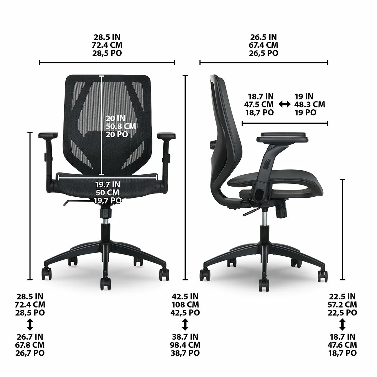 TrueWellness All Mesh Mid-Back Chair 52913-BLK Black Breathable Mesh - Image 2