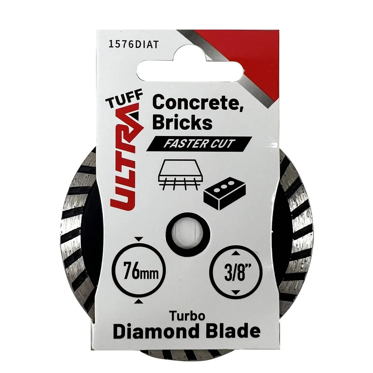 Ultra Tuff Turbo Diamond Blade - 76mm Dia - Fast Cutting - 3/8" Bore