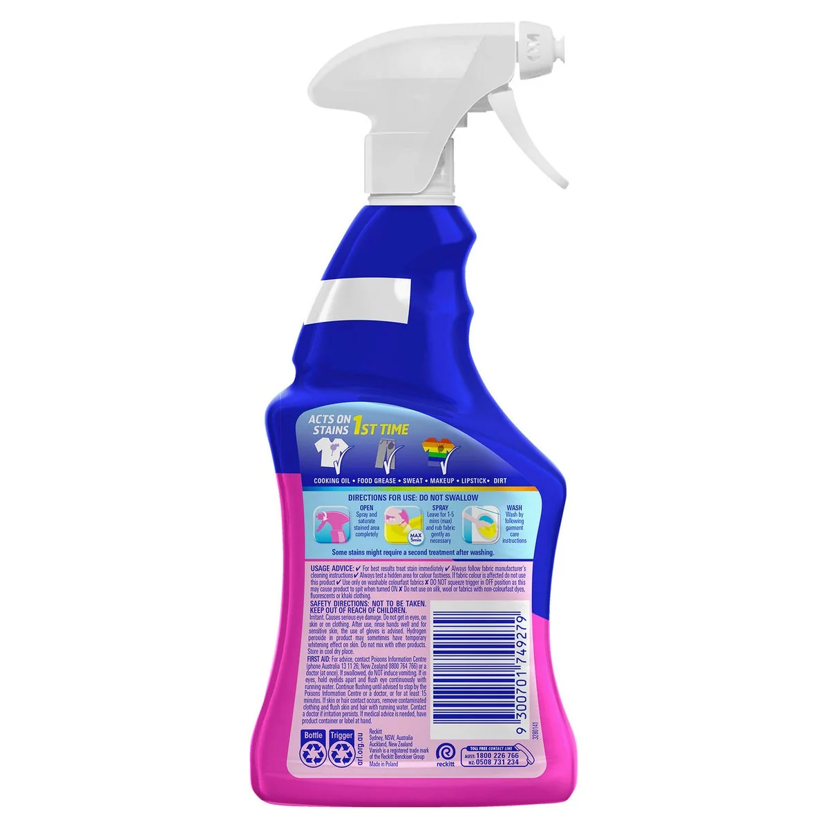 Vanish Preen Degreaser Stain Remover Oxi Action 500ml - 267mm x 112mm x 47mm - Effective on Greasy Stains - Image 2