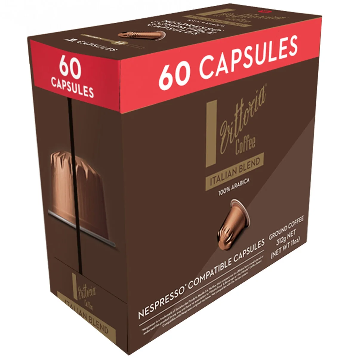 Vittoria Coffee Pods 60 Pack Medium Roast Aluminium Nespresso Original