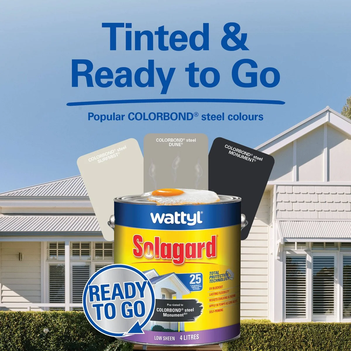 Wattyl 4L Pre Tinted Bluegum Low Sheen Exterior Paint - Self-Priming - UV Protection - Image 2