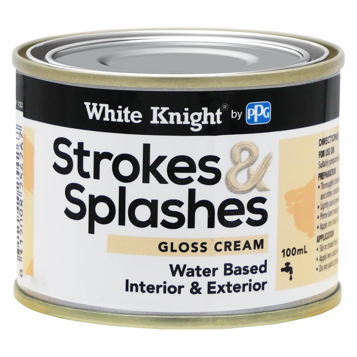 White Knight Cream Strokes and Splashes Paint 100ml Water Based Gloss