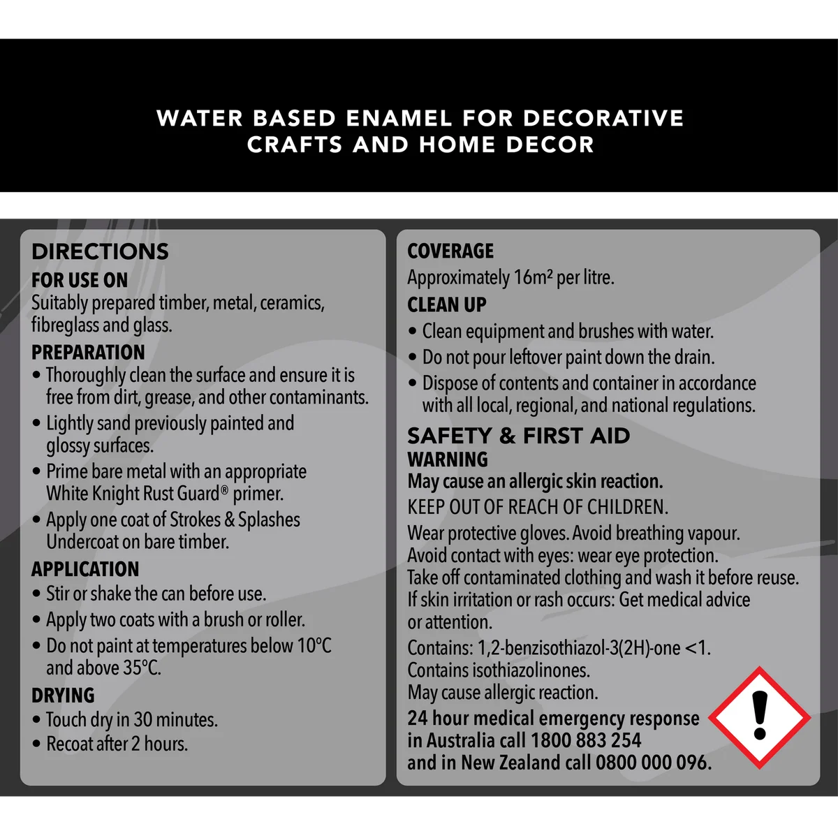 White Knight Strokes and Splashes - 250ml - Water Based - Quick Drying - Image 2