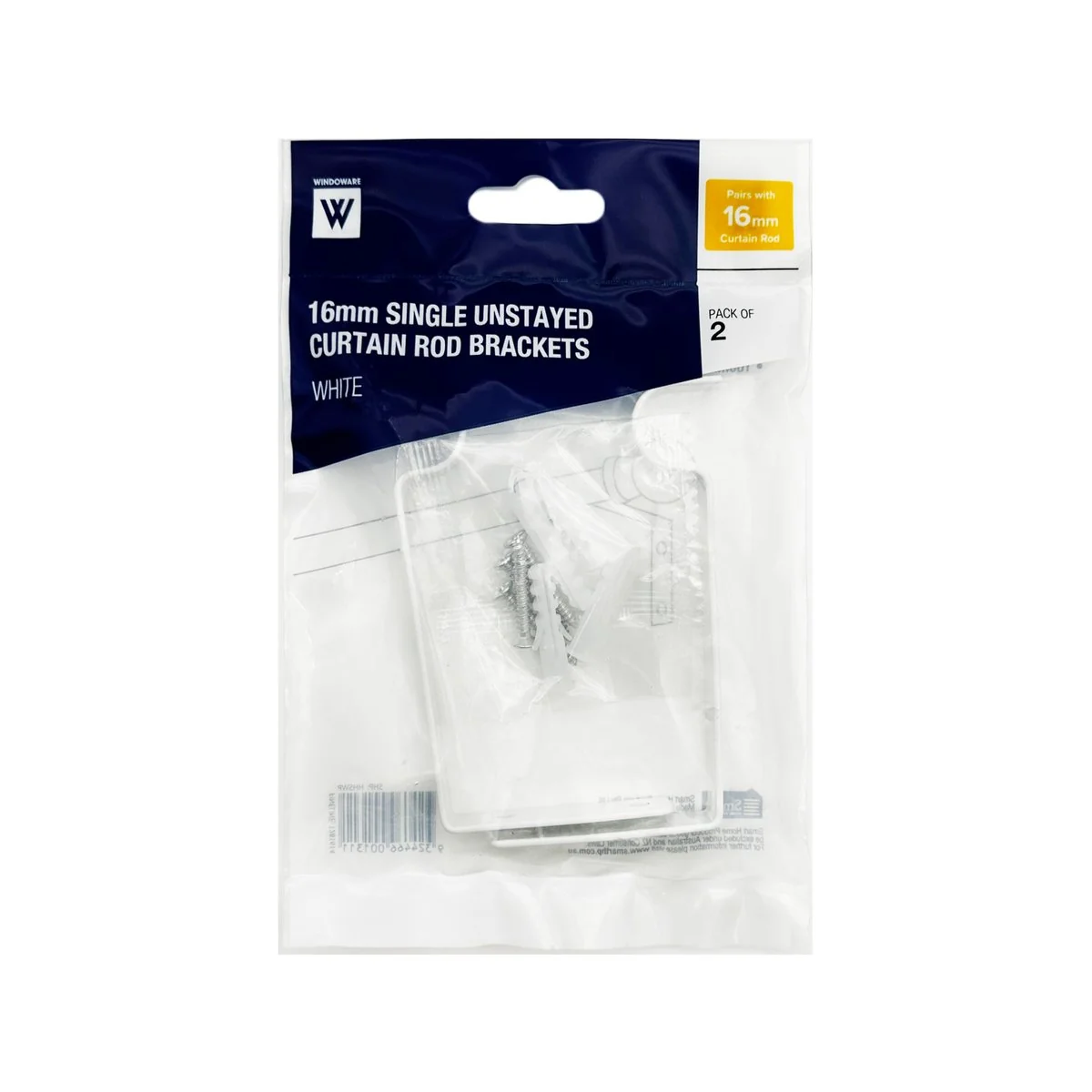 Windoware 100mm White Metal Single Curtain Unstayed Bracket 2 Pack - Image 4