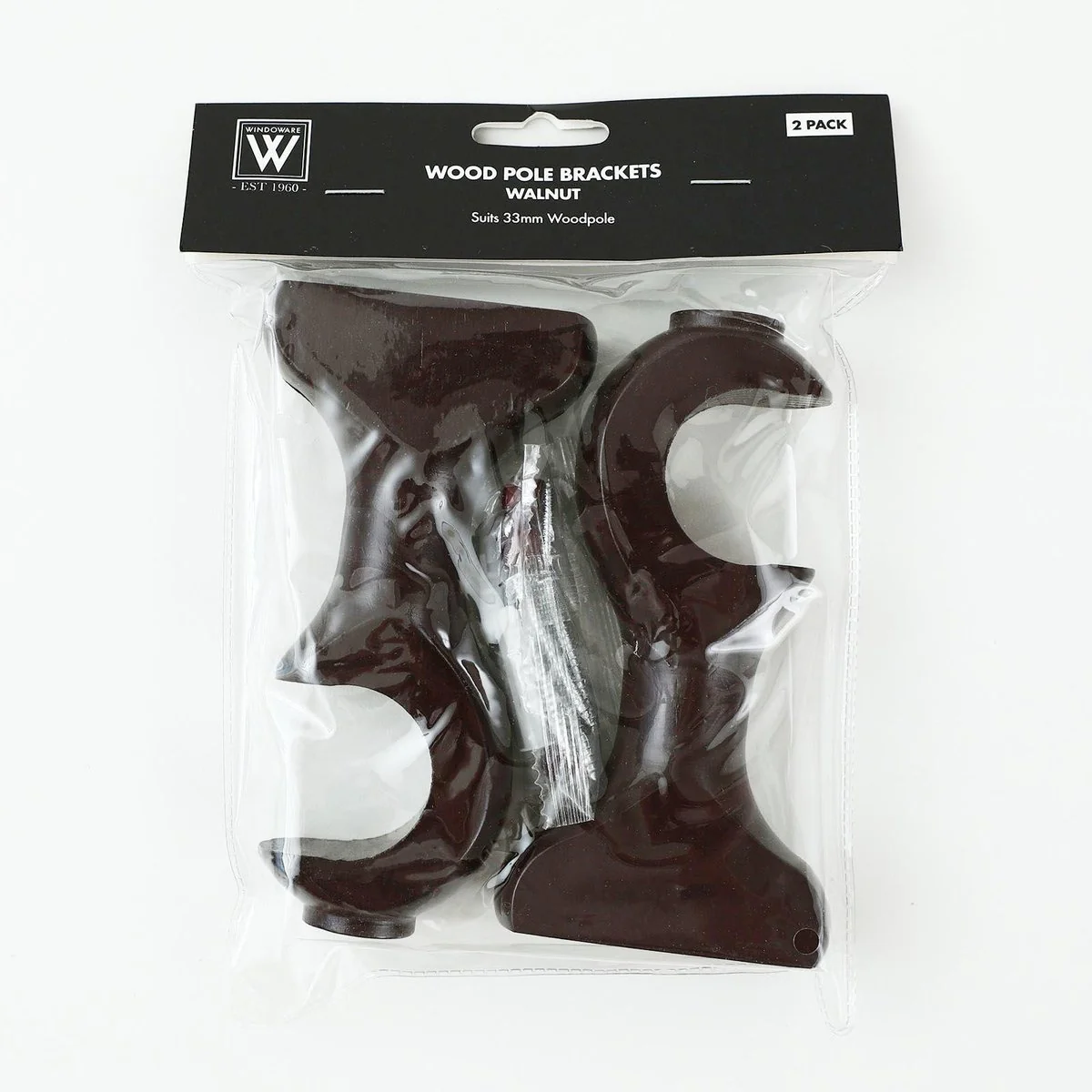 Windoware Curtain Brackets - 33mm - Timber - Walnut Finish - 2 Pack - Image 2