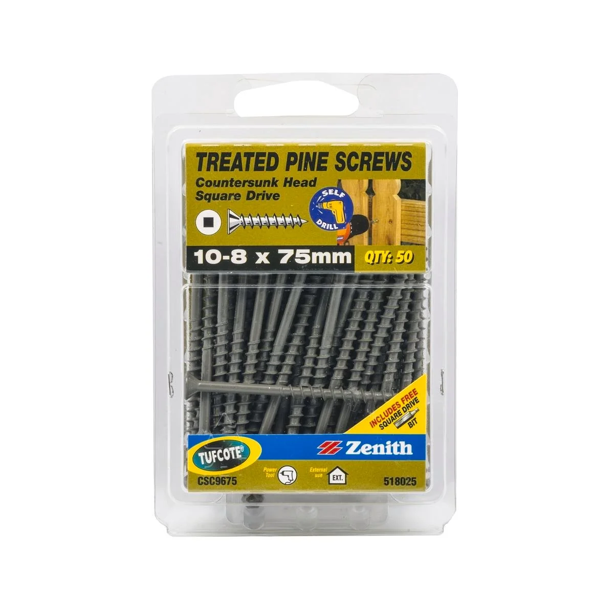 Zenith Countersunk Head Screws 10 8 x 75mm Tufcote 50 Pack
