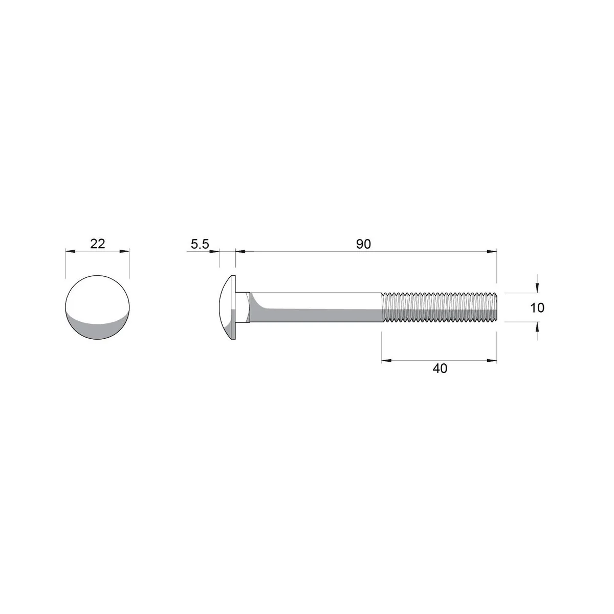 Zenith Cup Head Bolt - M10 x 90mm - Hot Dipped Galvanised - 25 Pack - Image 3