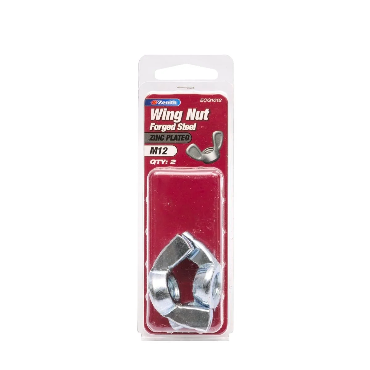 Zenith M12 Wing Nut - Zinc Plated Steel - 2 Pack - Easy Hand Tightening